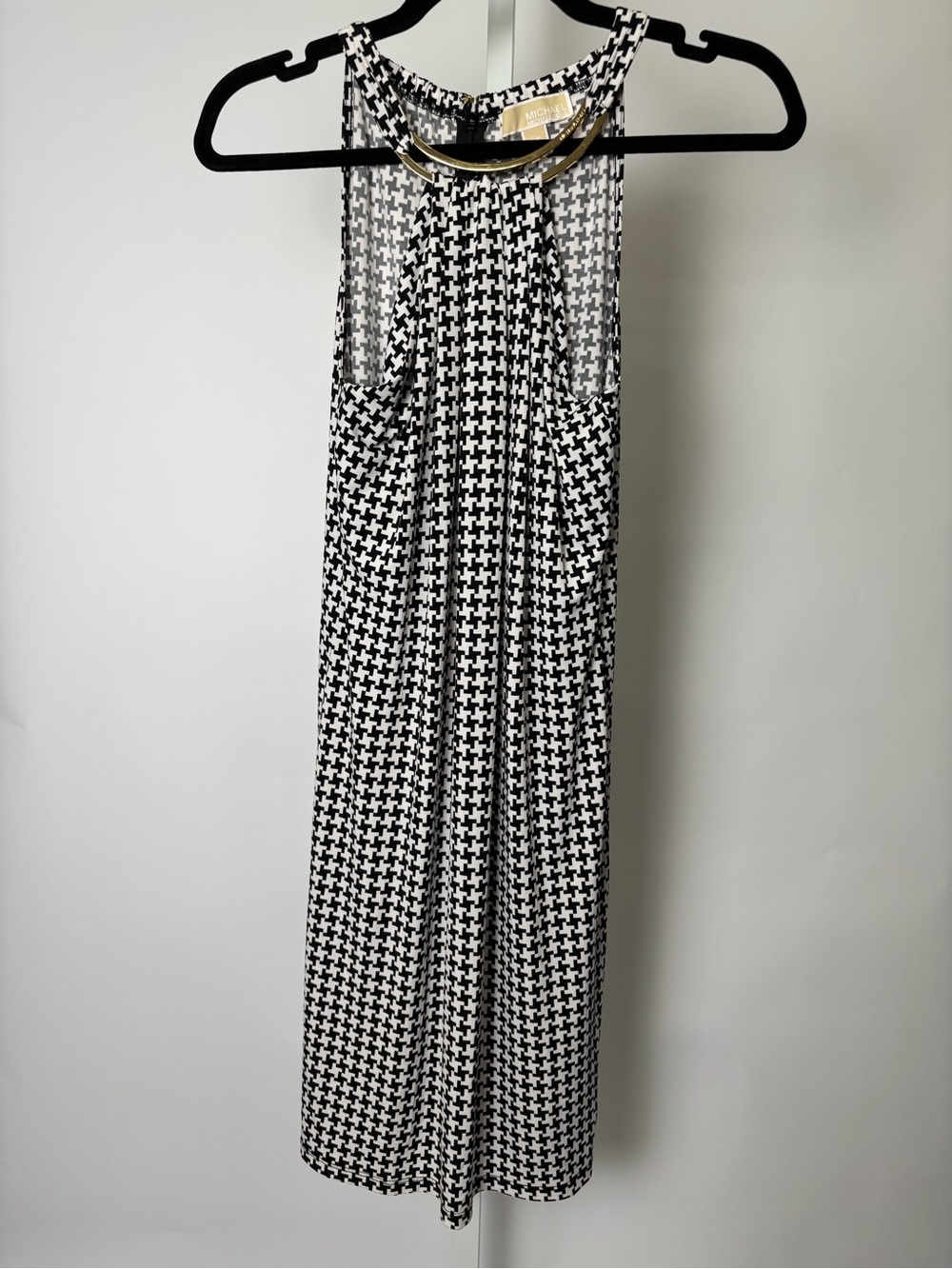 Michael Kors Black and White Houndstooth Midi Dress #P009